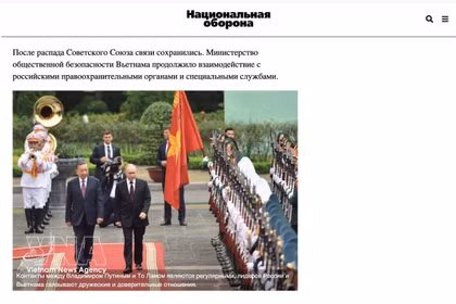 L'article publié sur le site russe « Défense populaire ». Photo: VNA