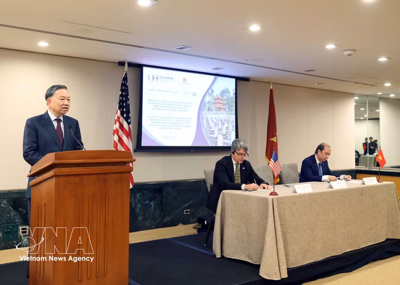 Le dirigeant To Lam rencontre le Conseil des affaires États-Unis–ASEAN et des entreprises américaines. Photo : VNA