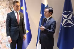 Le vice-Premier ministre Tran Hong Ha (droite) et le président finlandais, Alexander Stubb. Photo: https://baotintuc.vn/