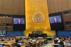 L’ambassadeur Dang Hoang Giang, chef de la Mission permanente du Vietnam auprès des Nations Unies. s'exprime lors du débat. Photo: VNA