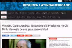 Article sur le Président Hô Chi Minh publié par le site Resumen Latinoamericano. Photo: capture d'écran