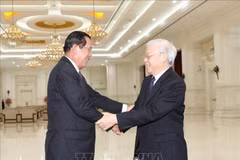 Entrevue entre Nguyen Phu Trong et Samdech Techo Hun Sen