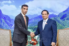 Le Premier ministre Pham Minh Chinh (droite) et le ministre d'État au commerce extérieur des Émirats arabes unis (EAU), Thani bin Ahmed Al Zeyoudi. Photo: VNA