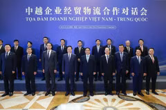 Le PM vietnamien à l'échange de vue avec des entreprises vietnamiennes et chinoises à Chongqing. Photo : VNA