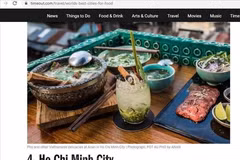 Le célèbre magazine de voyage britannique Time Out vient d’annoncer sa liste « The world’s 20 best cities for food right now » (20 meilleures villes du monde pour se nourrir), où Hô Chi Minh-Ville se classe 4e, Photo : capture de l'écran 