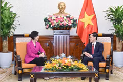 Le vice-Premier ministre et ministre des Affaires étrangères Bui Thanh Son a reçu dans l'après-midi du 29 août à Hanoï la ministre sud-coréenne des Petites et moyennes entreprises et des Startups Oh Young Ju. Photo : VNA