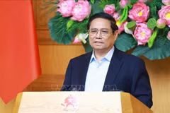 Le Premier ministre Pham Minh Chinh lors de la réunion. Photo : VNA