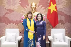 La vice-présidente de l'Assemblée nationale (AN) du Vietnam, Nguyen Thi Thanh (droite) et la représentante de l'UNICEF au Vietnam, Silvia Danailov. Photo: VNA
