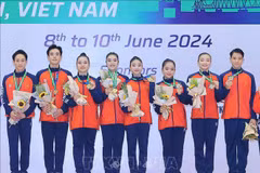 Le Vietnam en tête du classement à la 9e édition des Championnats d’Asie de gymnastique aérobic. Photo: VNA