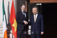 Le secrétaire général du Parti communiste du Vietnam et président vietnamien Tô Lâm (à droite) et le Premier ministre irlandais Simon Harris, à Dublin, le 3 octobre. Photo: VNA
