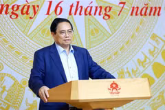 Le Premier ministre Pham Minh Chinh s’exprime lors de la conférence. Photo : VNA