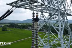 La ligne de transport d’électricité 500 kV circuit 3 traverse neuf provinces. Photo : VNA