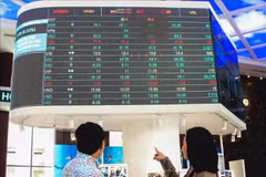 Des investisseurs surveillent l'évolution du marché boursier à la Bourse de Ho Chi Minh-Ville (HOSE). Photo: VNA