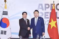 Le président Luong Cuong a rencontré, le 16 novembre (heure locale) à Lima, le président sud-coréen Yoon Suk Yeol. Photo : VNA