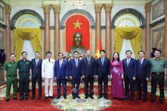 Le président remet les décisions de nomination au nouveau vice-PM et ministre de la Sécurité publique. Photo : VNA