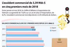 L’excédent commercial de 3,39 Mds $ en cinq premiers mois de 2018