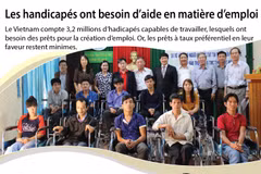 Les handicapés ont besoin d’aide en matière d’emploi