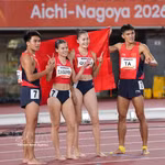 Les athlètes Le Ngoc Phuc, Nguyen Thi Ngoc, Quach Thi Lan et Ta Ngoc Tuong terminent troisièmes, derrière Bahreïn et l’Inde, dans l’épreuve du relais mixte 4x400 m, offrant à l’athlétisme vietnamien sa première médaille de bronze à ces Jeux. Photo: Xinhua/VNA