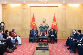 Le professeur-docteur Nguyên Xuân Thang, directeur de l’Académie nationale de politique Hô Chi Minh, reçoit l’ambassadeur du Danemark au Vietnam, Nicolai Prytz. Photo: VNA