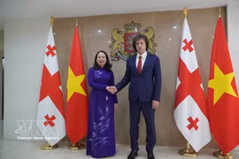 La vice-présidente de la République, Vo Thi Anh Xuân (gauche) et le Premier ministre géorgien, Irakli Kobakhidze, à Tbilissi en octobre 2026. Photo: VNA