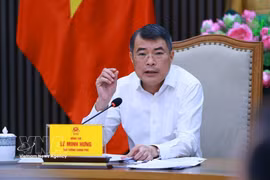 Le Premier ministre Lê Minh Hung s'exprime lors de la réunion. Photo: VNA