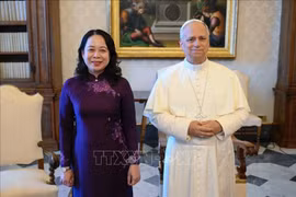 La vice-présidente de la République, Vo Thi Anh Xuân, et le pape Léon XIV. Photo. VNA
