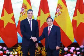 Le Premier ministre vietnamien Pham Minh Chinh (droite) et son homologue espagnol, Pedro Sánchez. Photo: VNA