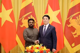 Le président Luong Cuong (droite) et le président sri-lankais, Anura Kumara Dissanayaka. Photo: VNA