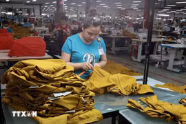 Production des blousons d'une entreprise privée. Photo: VNA