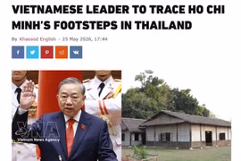 Capture d’écran de l’article « Le dirigeant vietnamien sur les traces du Président Hô Chi Minh en Thaïlande », publié par Khaosod English le 25 mai. Photo: VNA