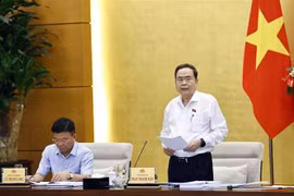 Le plus haut législateur vietnamien préside une réunion sur la révision de la Constitution de 2013. Photo: VNA