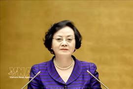 La secrétaire du Comité central du Parti et vice-Première ministre Pham Thi Thanh Tra s'exprime lors de la conférence. Photo: VNA