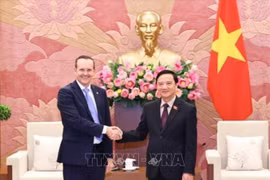 Le vice-président de l’Assemblée nationale (AN) du Vietnam, Nguyên Khac Dinh (droite), et Márcio Honaiser, président du Groupe parlementaire d’amitié Brésil – Vietnam, en visite de travail au Vietnam. Photo: VNA