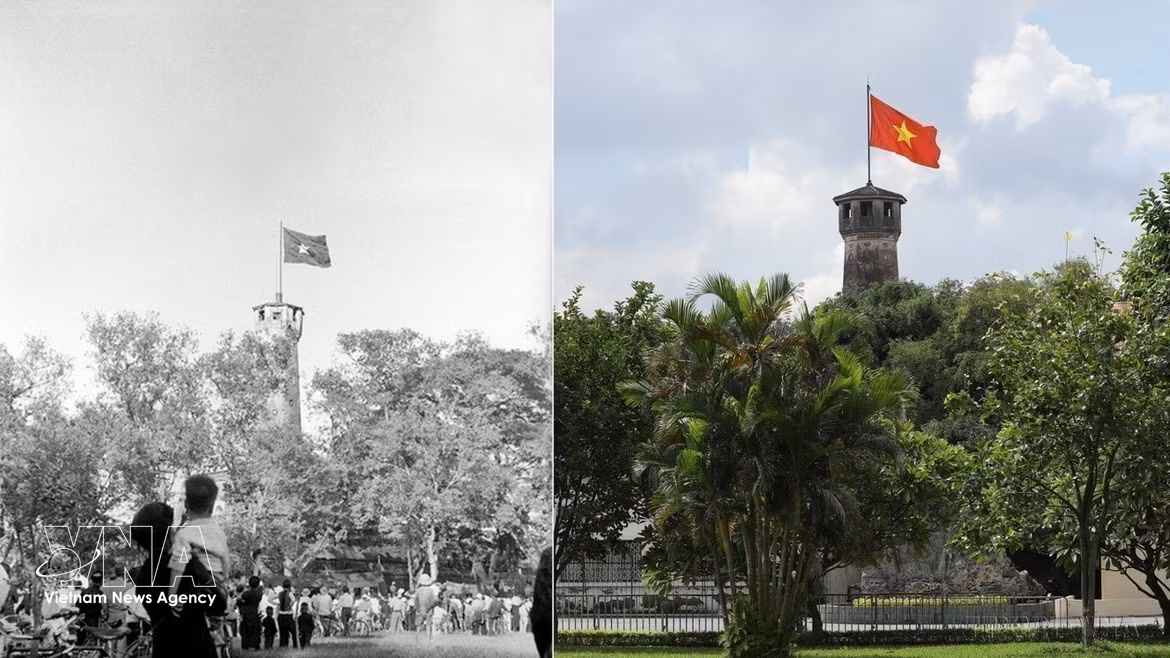 La tour du Drapeau de Hanoï, construite il y a plus de 200 ans, est un monument historique emblématique de la Cité impériale de Thang Long. Symbole de la capitale, elle témoigne de son histoire héroïque et de la résilience de générations de Hanoïens. Photo : Archives de la VNA