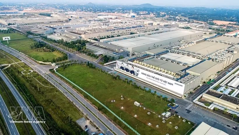 Vue de la zone industrielle de Yen Binh dans la province de Thai Nguyen (Nord), où le groupe sud-coréen Samsung possède une usine produisant des appareils mobiles de pointe. Photo : VNA