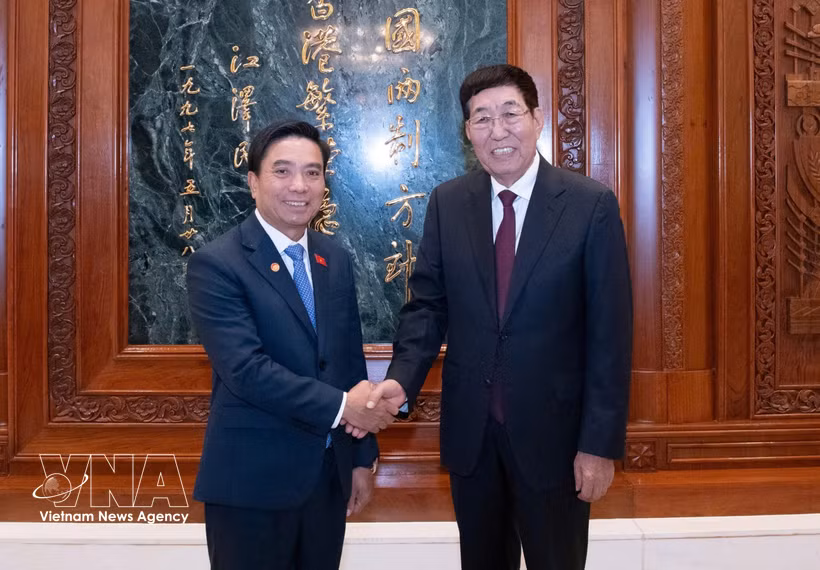 Le vice-président de l’Assemblée nationale vietnamienne Nguyen Doan Anh (gauche) et Ba Yin Chao Lu, président du Groupe d’amitié parlementaire Chine-Vietnam. Photo: VNA