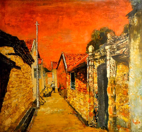  Oeuvre « L'après-midi à Duong Lam » de Phung Huy.