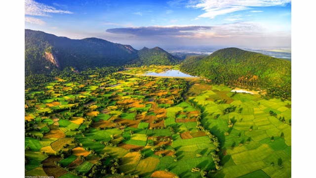 Ces rizières se trouvent près du delta de Mékong, au bourg de Tri Tôn, province d’An Giang (Sud).
