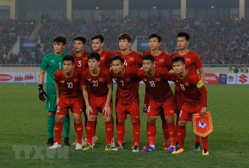 Les membres de l’équipe U23 Vietnam participant au dernier match de la poule K contre la Thaïlande