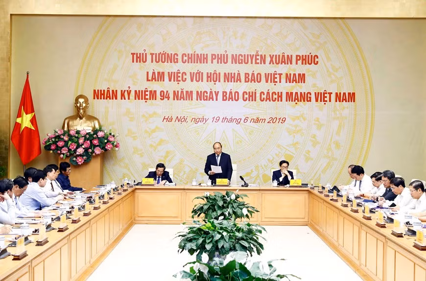 Le Premier ministre Nguyen Xuan Phuc prend la parole. 