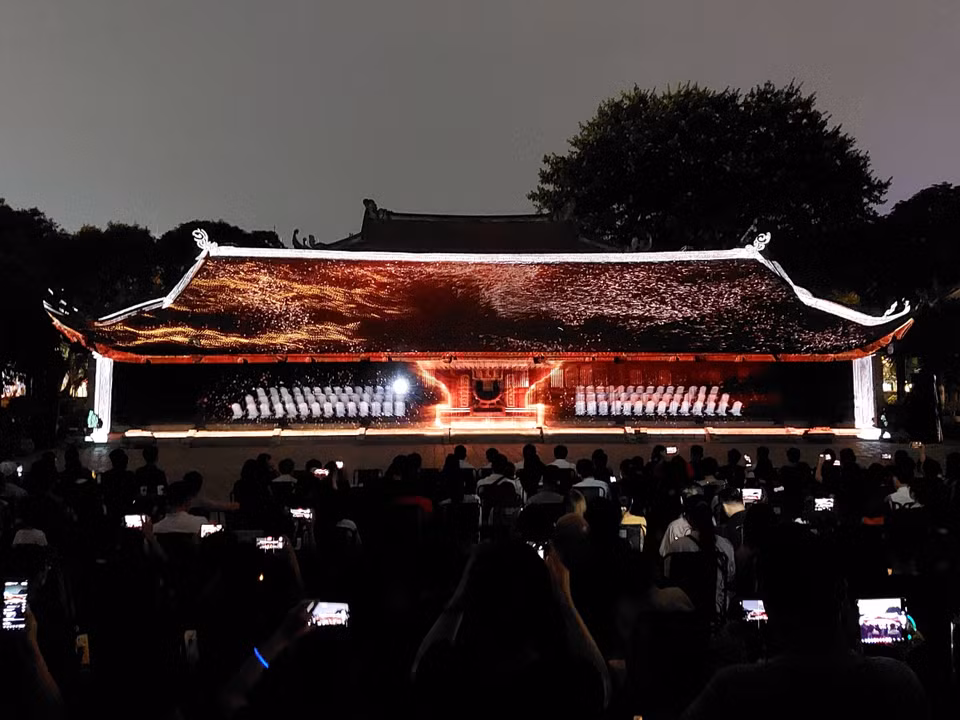 Projection 3D Mapping dans la cour Thai Hoc. Photo: VNA
