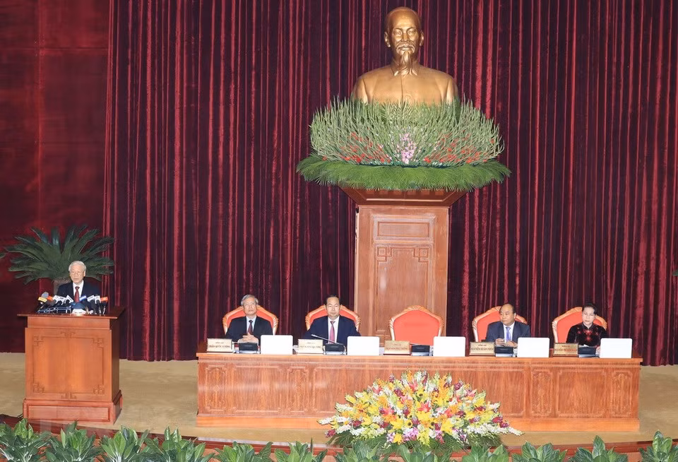  Le secrétaire général du Parti Nguyen Phu Trong prend son discours d’ouverture. 