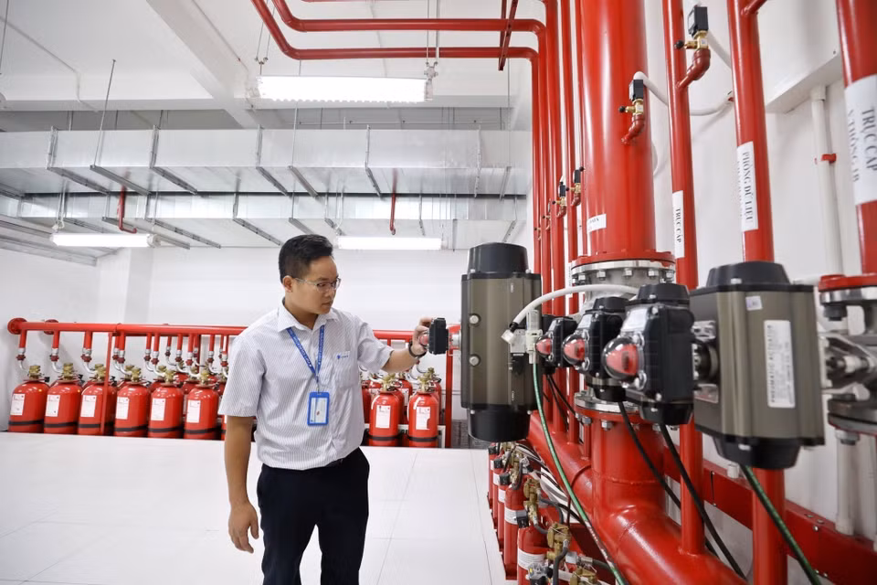 VNPT IDC Hòa Lạc est doteé d'un système de sécurité incendie moderne. Photo: VNA 
