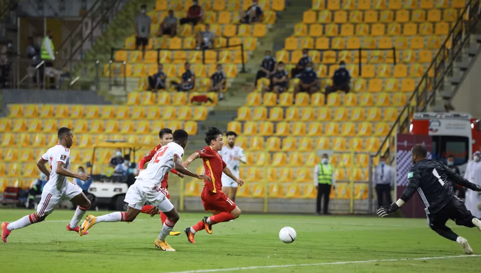 Minh Vuong a marqué le 2e but pour l'équipe vietnamienne à la 90+3e minute. Photo: VNA
