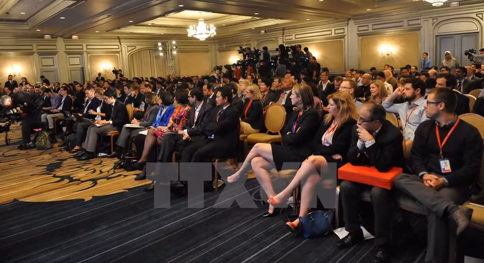 Conférence de presse à l'issue de la conférence des ministres du Commerce des pays parties au TPP à Atlanta. 