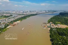 Hanoï accélère la construction de sept ponts franchissant le fleuve Rouge, avec pour objectif leur achèvement au deuxième trimestre 2027. Photo: VNA
