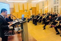 L’ambassadeur du Vietnam en Autriche, Vu Le Thai Hoang s'exprime à la table ronde. Photo: VNA