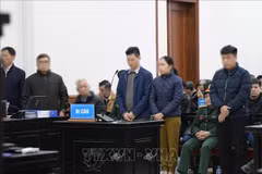 Des accusés dans l’affaire de violations des règles de gestion foncière et d’escroquerie liées à l’ancien aéroport de Nha Trang, dans la province de Khanh Hoa. Photo: VNA