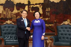 La vice-Première ministre Pham Thi Thanh Tra et le gouverneur de la préfecture japonais d'Aichi, Omura Hideaki. Photo: VNA