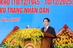 Le président Luong Cuong s'exprime à la cérémonie. Photo: VNA